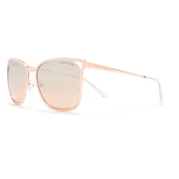 Michael Kors Stockholm Square Crystal Gradient Sunglasses Rose Gold Frame NEW - Picture 2 of 6